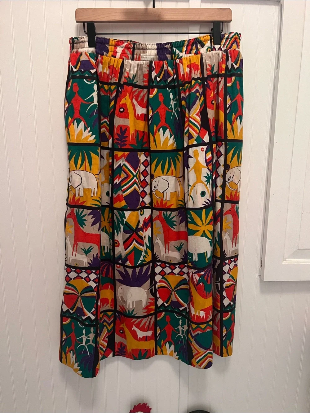 Vintage Colorful Boho/Midi Skirt With Pocket – Women’s